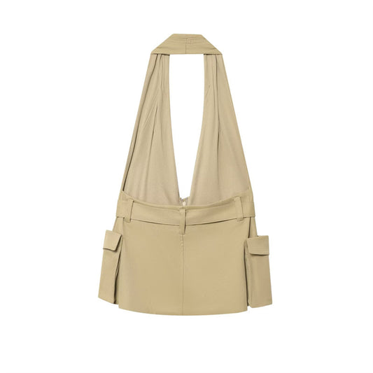 Sexy Style Backless Hanging Collar Top For Women