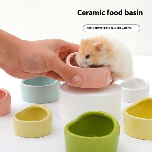 Simple Ceramic Hamster Small Size Food Basin Chipmunk