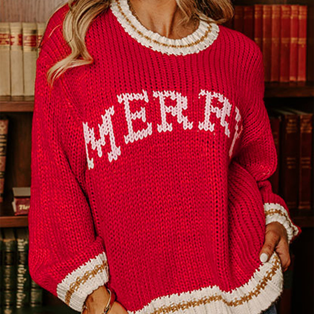 Christmas Sled Alphabet Knitting Color Matching Sweater