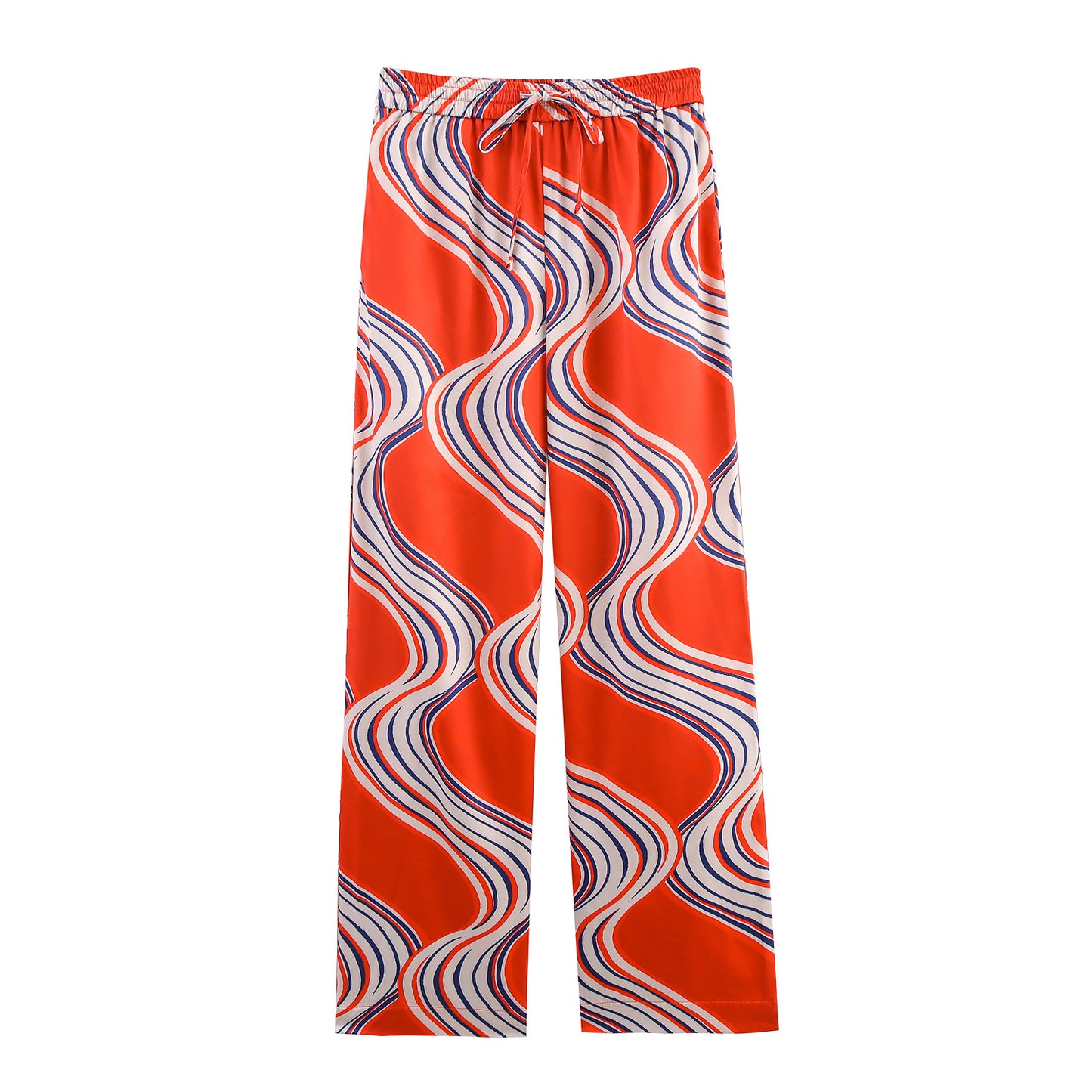 Bowknot Decoration Printed Shirt Pajamas Style Pants Suit