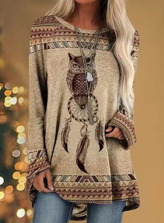 Printed Crew-neck Western With Rotator Sleeves