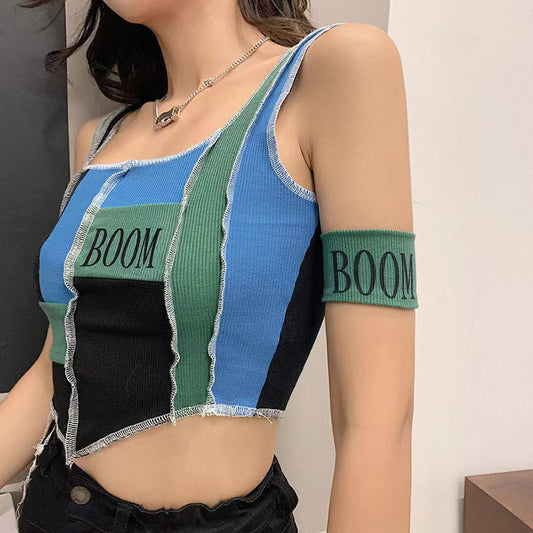 Women's Color Bump Monogram Print Halter Vest