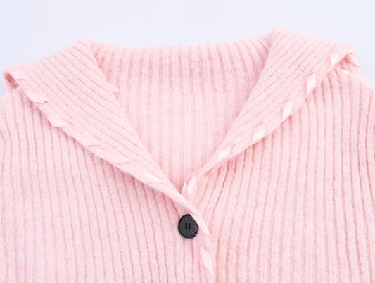 Women's Hooded Ribbon Sweater Coat