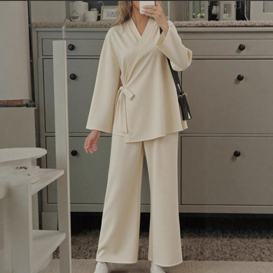 Women's Loose-fitting Top And Wide-leg Pants Two-piece Set