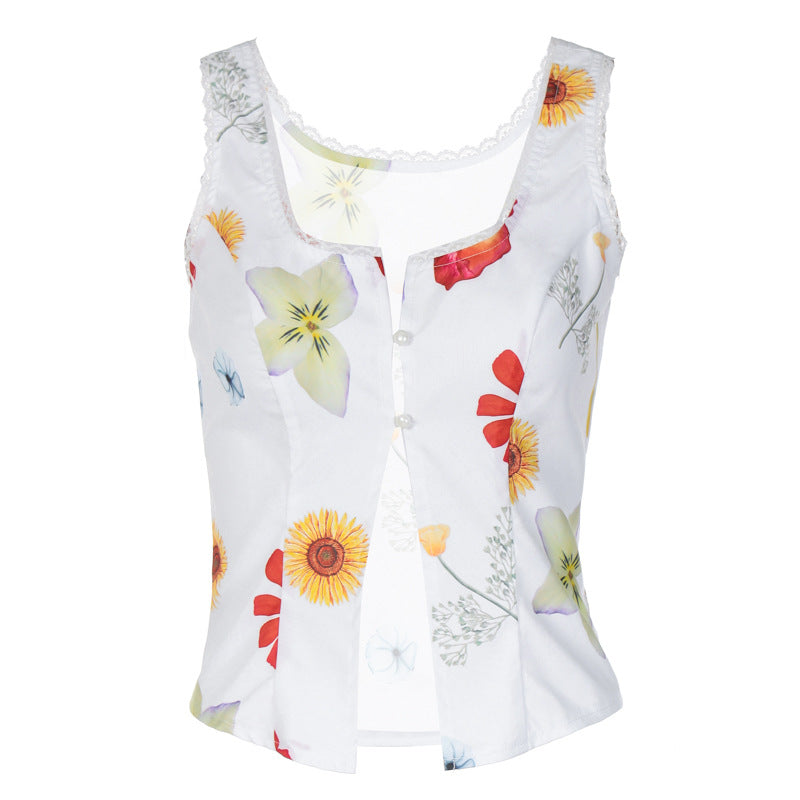 Women's Sleeveless Button-up Cropped Cardigan Vest