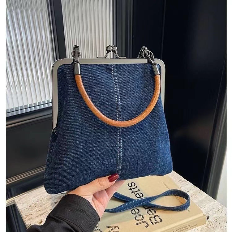 Female Worker Denim Stitching Shoulder Bag