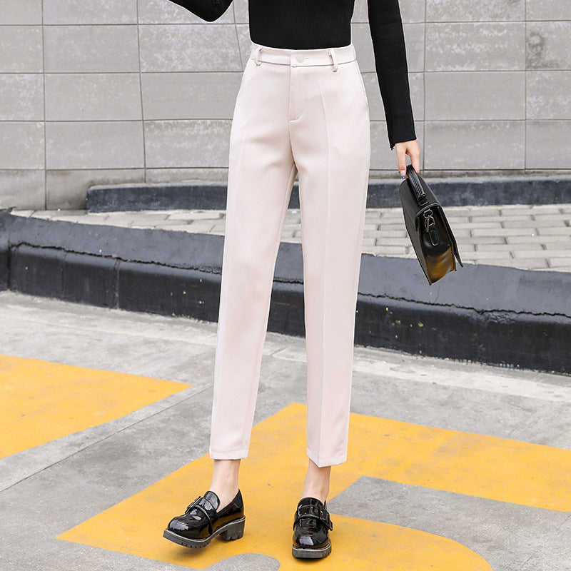 Women High Waist Straight Leg Pants Casual Korean Version