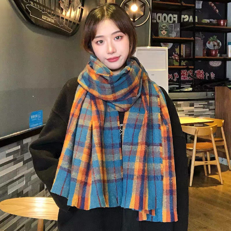 Imitated Wool All-match Double-sided Autumn And Winter Thickened Warm Scarf