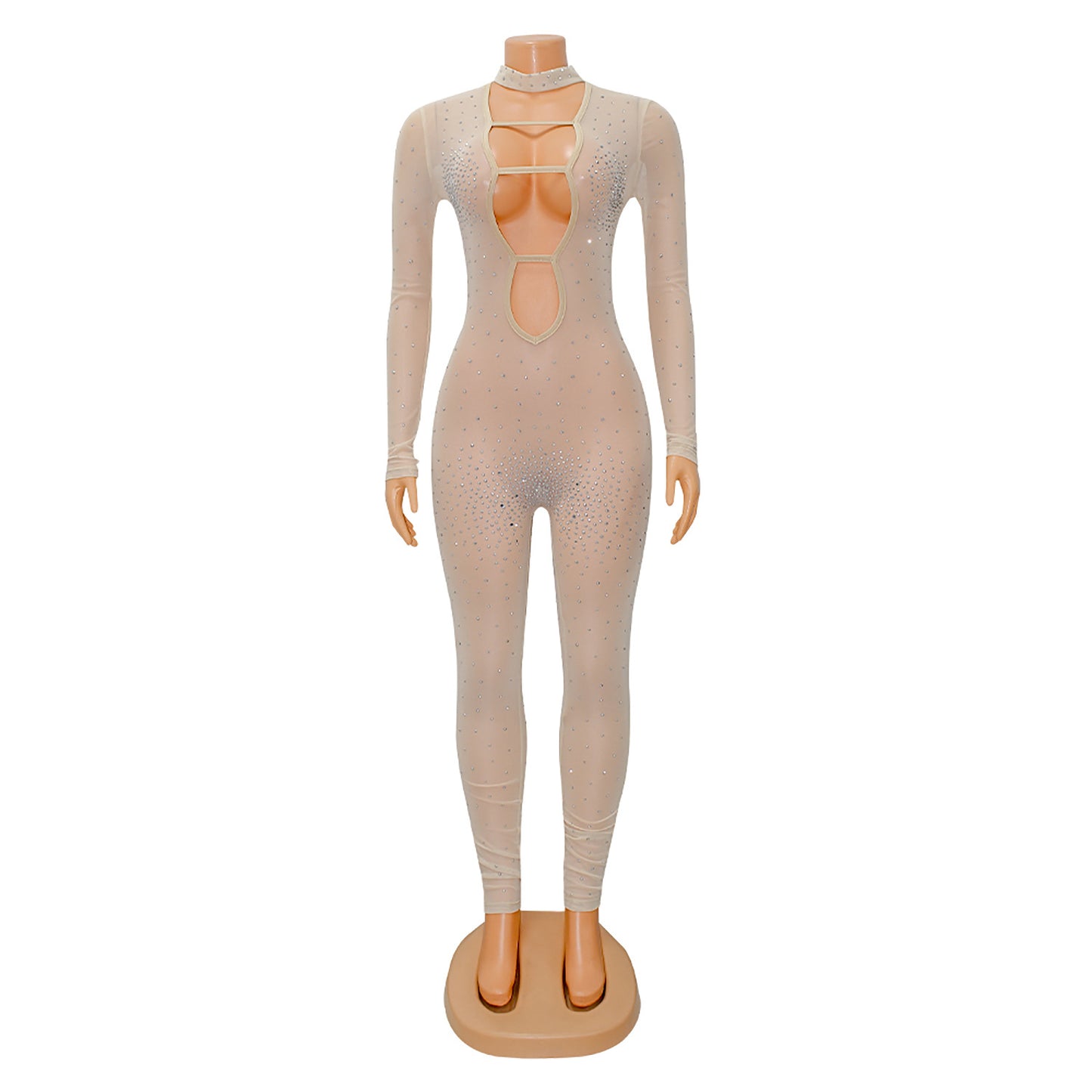 Kvinder Mode Stram Mesh Fest Natklub Jumpsuit