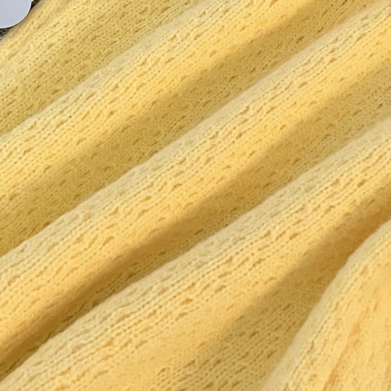 Women's Solid Color Loose-fitting Versatile Soft Yellow Sweater Coat