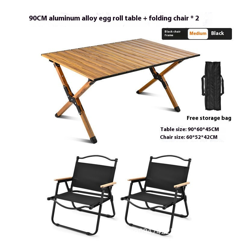 Aluminum Alloy Outdoor Foldable Egg Roll Table Portable Camping Picnic Chair