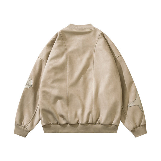High Street Loose Jacket Women's Suede Couple Baseball Uniform
