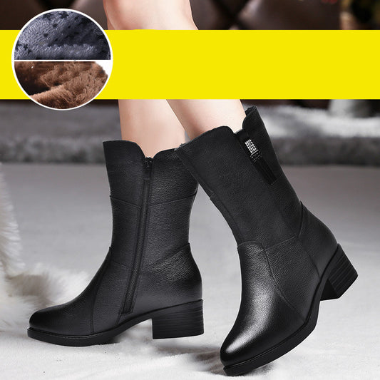 Thick Heel And Velvet Warm Cotton Boots Riding Boots