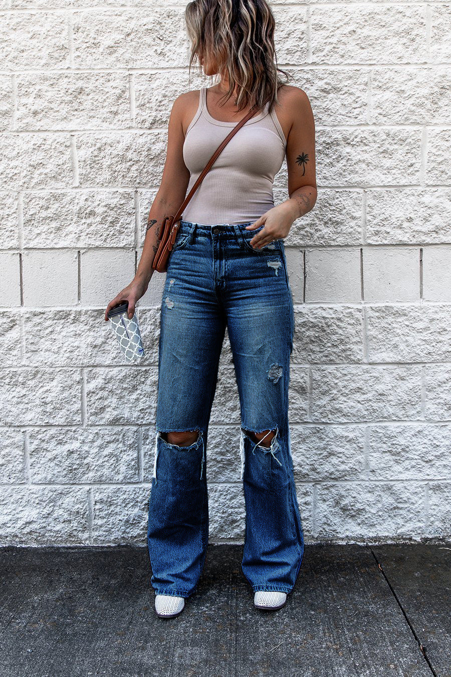 Women's Ripped High Waist Retro Slim Fit Denim Boot-cut Pants