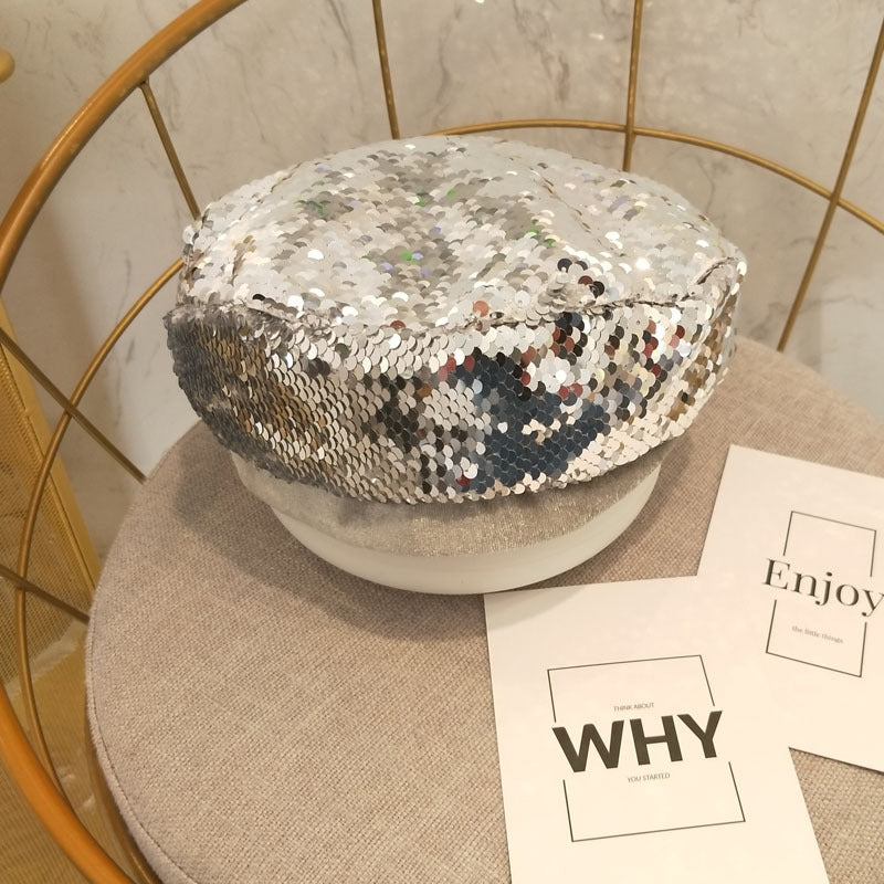 Korean Version Retro Women's Fashion Personality Sequin Beret