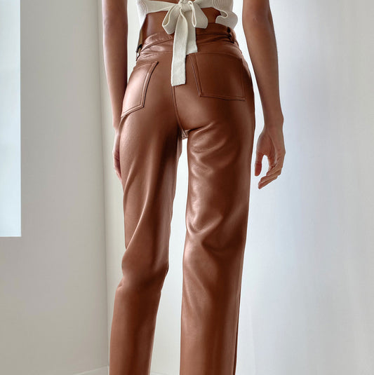 Women's French Temperament All-match Leather Pants