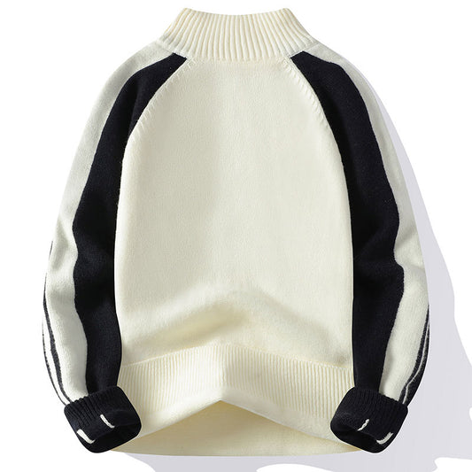 Half Zipped Stand Collar Sweater Men's Autumn