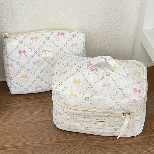 Colorful Bowknot Sweet Style Portable Large Capacity Portable Storage Bag