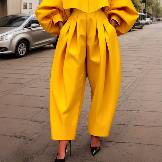 New Womens Outfit Asymmetrical Long-sleeve Hoodie And Harem Pants Set