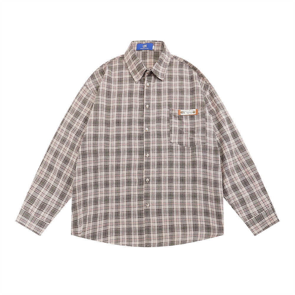 Plaid Long Sleeve Boys Trend European And American Loose Casual Shirt
