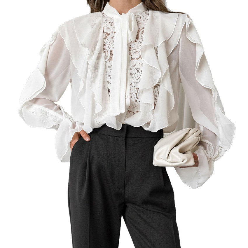 Fashionable High-end Top With Ruffled Edges