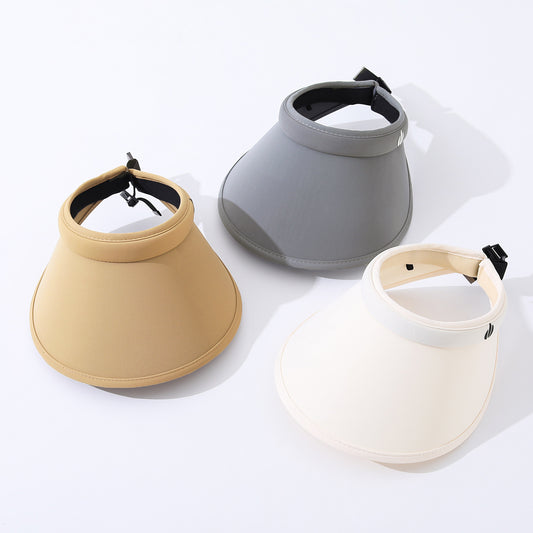 Solid-color Petal-shaped Labeled Wide-brimmed Casual And Versatile Open-top Sun Hat, Suitable For Outdoor Commuting And Vacation In Spring And Summer
