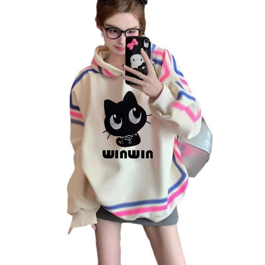 Design Farverige Linjer Graffiti Løs Tynd Sweater