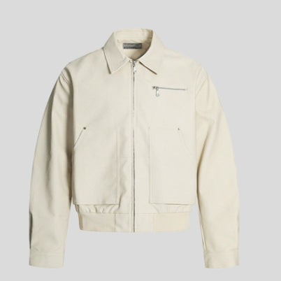 Retro Washed Distressed Leather Loose-Fit Casual All-Match Lapel Jacket Top