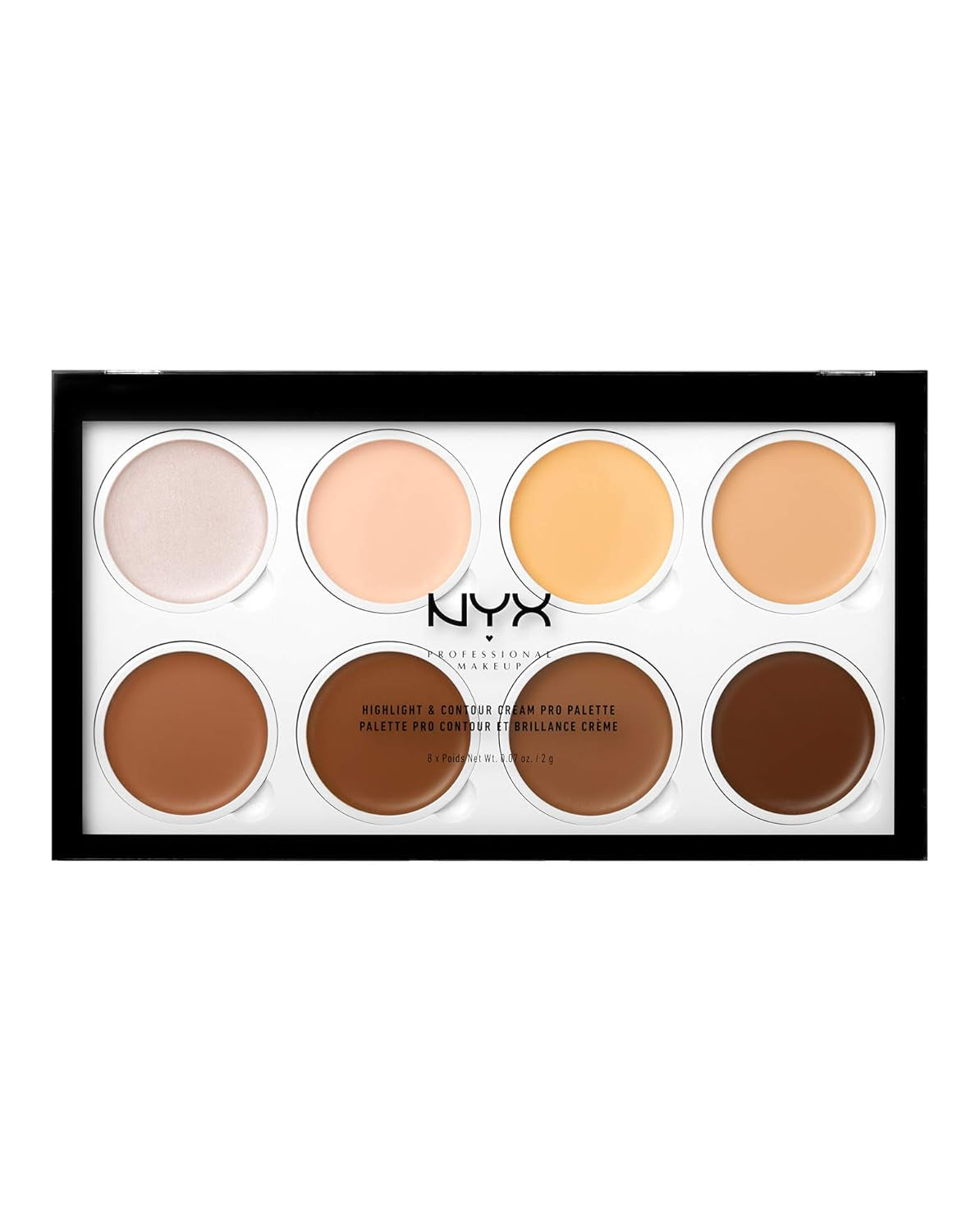 NYX Professional Makeup Highlight & Contour Pro Palette, Puder Konturen Kit, 8 Verblendbare Matte Und Perlmutttöne