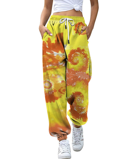 High Waist Drawstring Sports Pants Digital Printing Trousers Loose Casual Jogger Pants