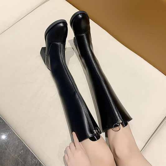 Thick-heeled Zipper Over-the-knee Boots Were Thin