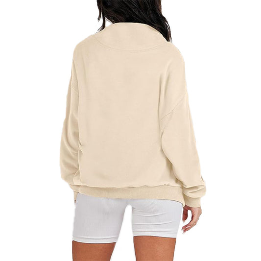 Ensfarvet Langærmet Pullover Top til Damer