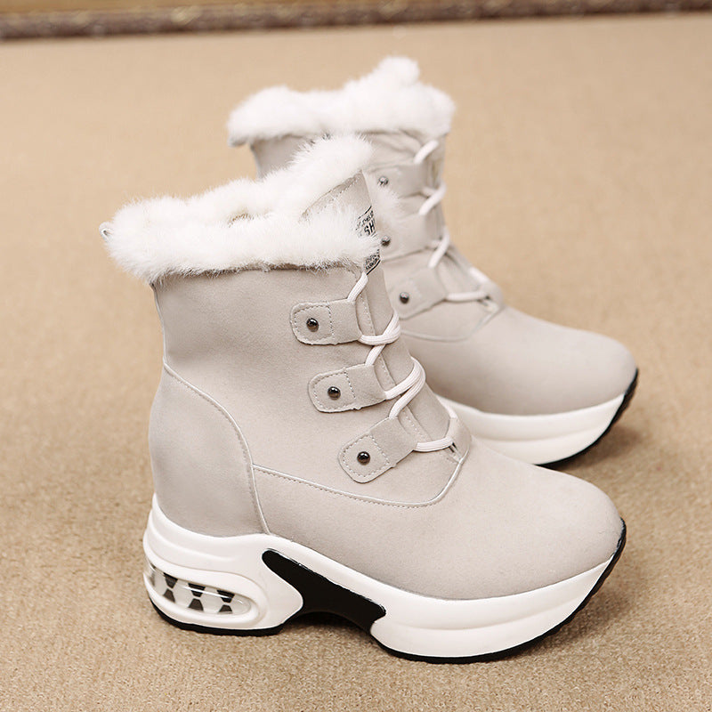 Warm And Velvet Cushioned Thick Soled Cotton Shoes