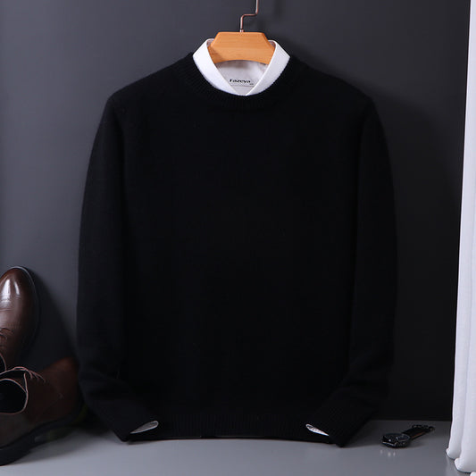 Pure Wool Sweater Men's Round Neck Pullover