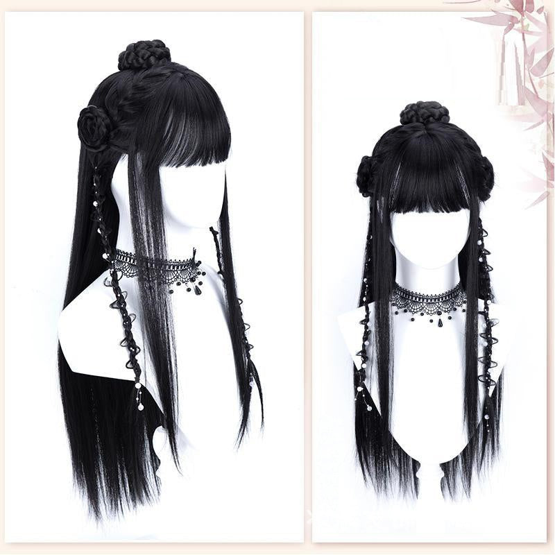 Hanfu-paryk i ét stykke Cos Gammelt Kostume Stil All-match Hel Top Fuldhovedparyk