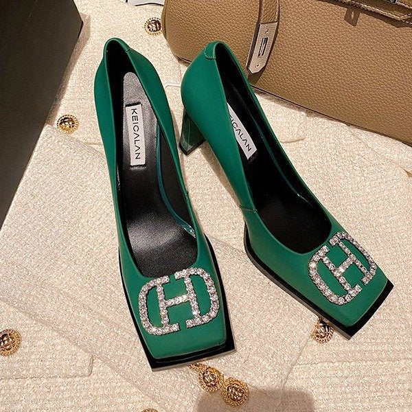 Fashion Versatile Shallow Square Head High Heels