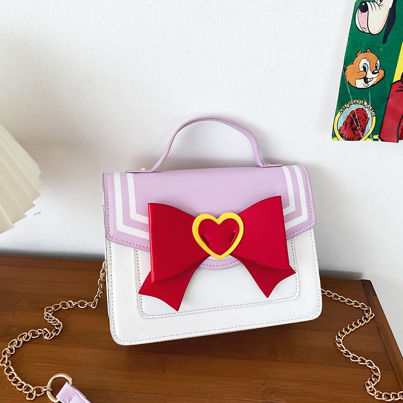 Contrasting Color Pu Messenger Bag Funny Personality