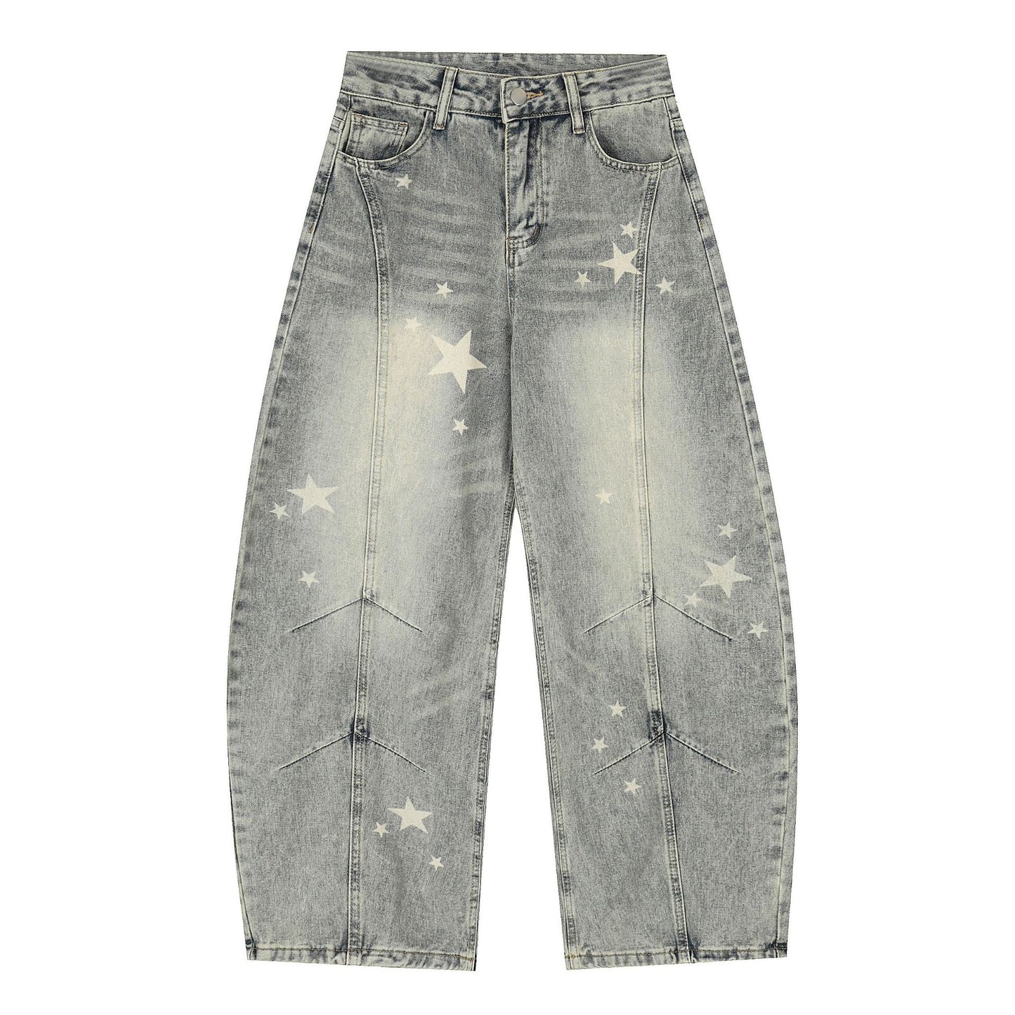 Distressed Scimitar Cotton Pants Jeans