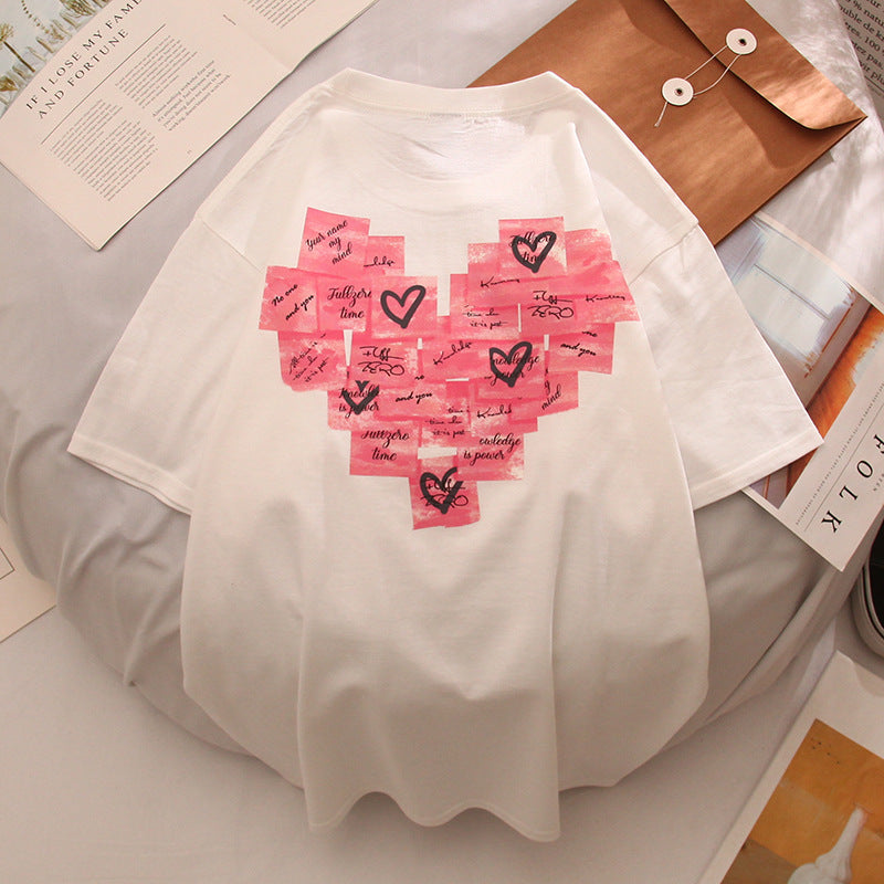 Summer New Printed Alphabet Cartoon Couple Short-sleeved T-shirt Men And Women