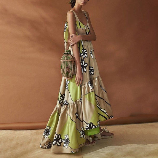 Printed Irregular Bohemian Womens Dress