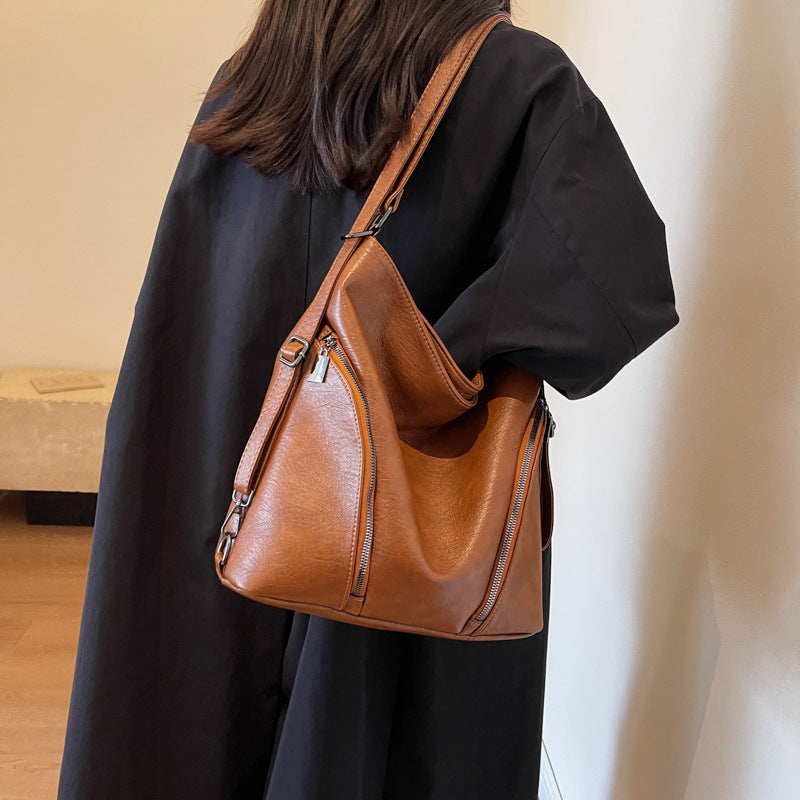 Autumn Winter Retro Fashion Multipurpose Large Capacity Backpack Simple Advanced Texture Commuter Tote