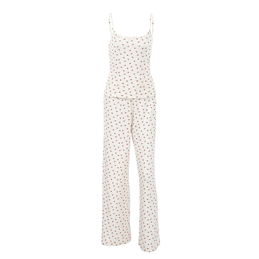 Womens Flowy Comfortable Jumpsuit Set With Straps And Prints