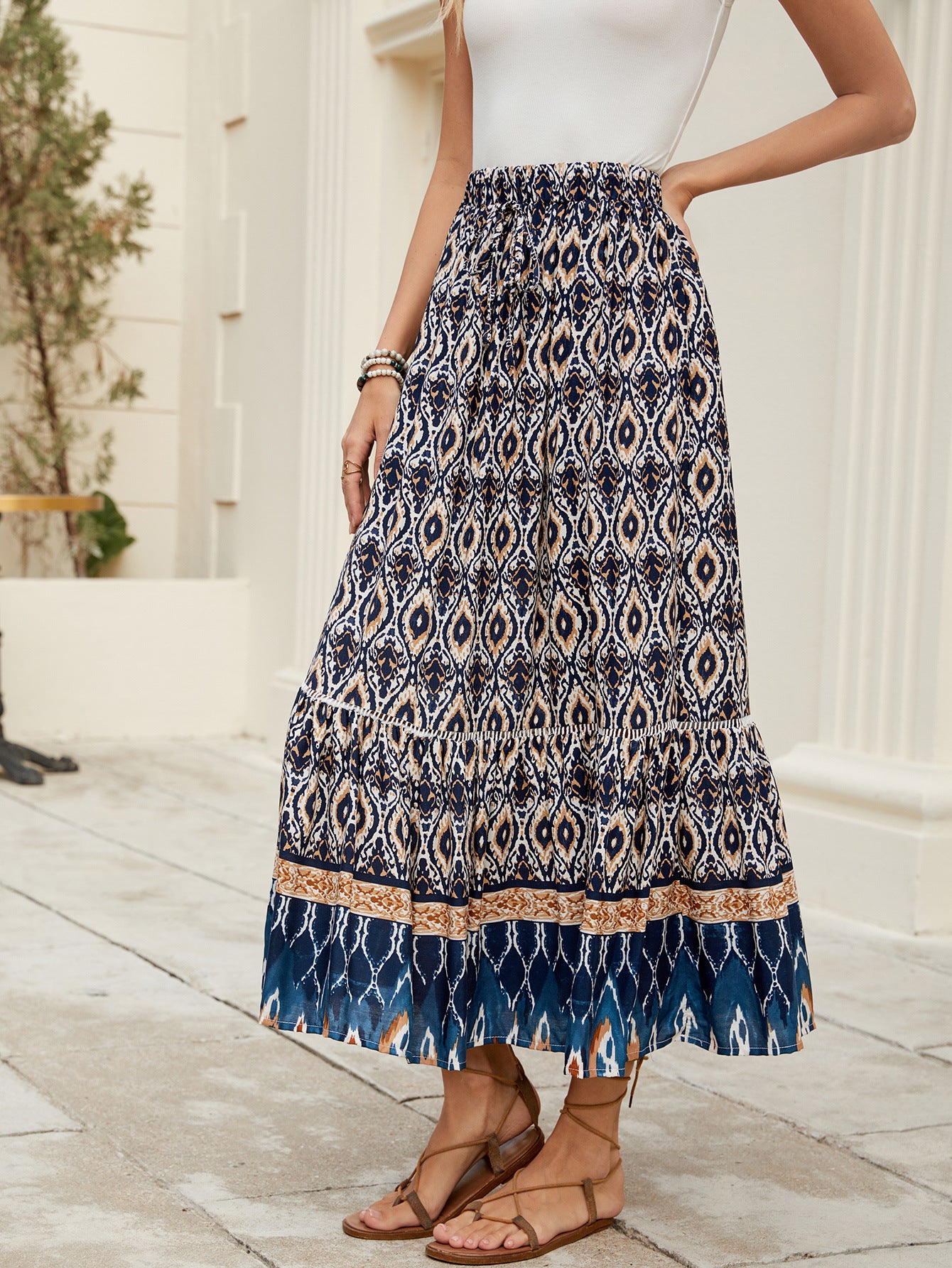 Beachside Maxi Skirt With A Bold Floral Print For Vacation