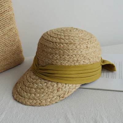 Raffia Women's All-match Pleated Cotton Hat Bow