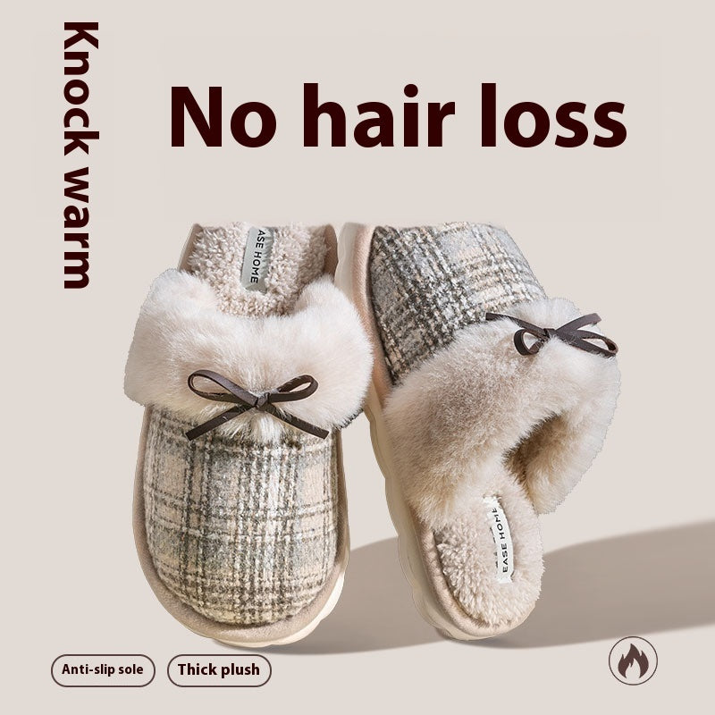 Cute Four Seasons Home Non-slip Plush Cotton Slippers Women