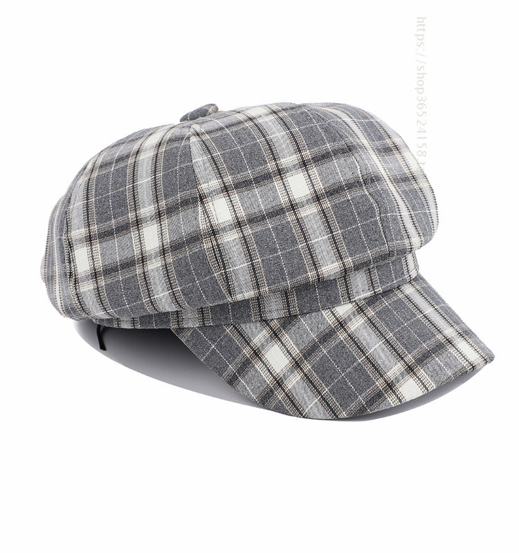 Women's Spring And Summer Fashion Plaid Octagonal Hat