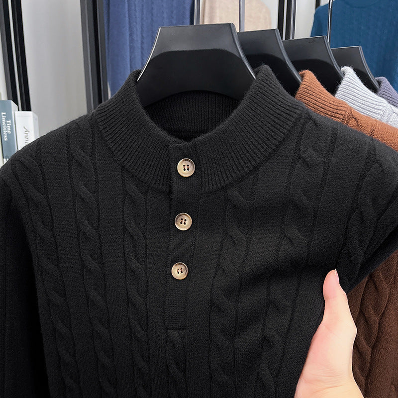 Thick Jacquard Warm Young And Middle-aged Soft Turtleneck Sweater