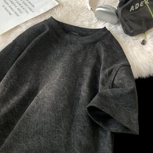 Stone Washed Ice-feeling Tencel Cotton Ice Silk Short Sleeve T-shirt