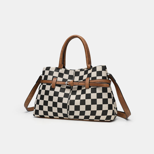 Large Capacity Versatile Chessboard Single Shoulder Crossbody Handbag