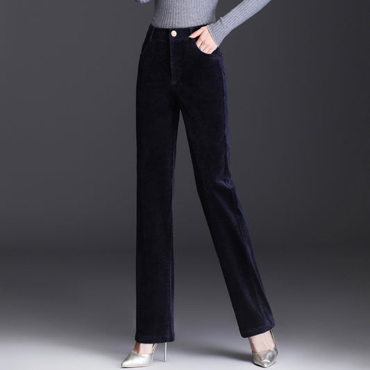 High Waist Straight Corduroy Women's Pants Loose Lamp Wick